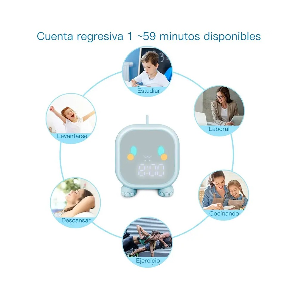 Reloj Despertador Digital Led Mesa Alarma dinosaurio verde claro image number null