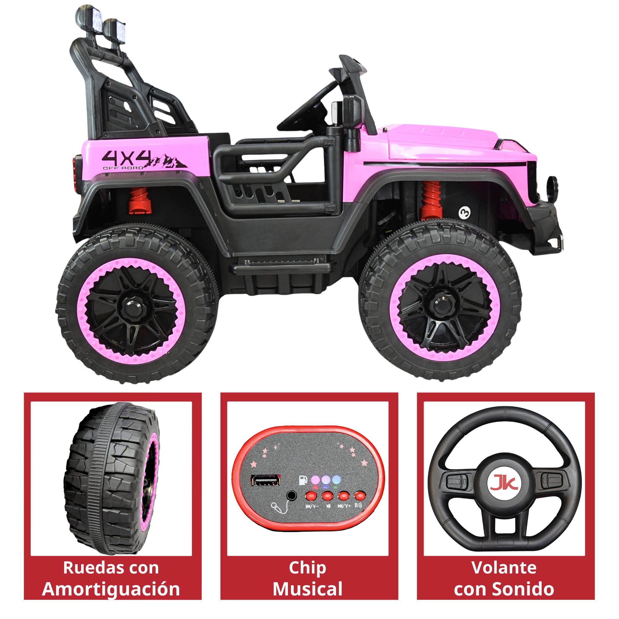 Montable El&eacute;ctrico Camioneta 4x4 para Ni&ntilde;os Control Remoto 12v - Rosa image number null