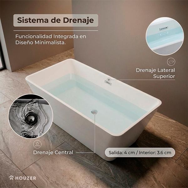 Tina Ba&ntilde;o Premium Lujo 280l Fibra Vidrio 172x77x62 Cm image number null
