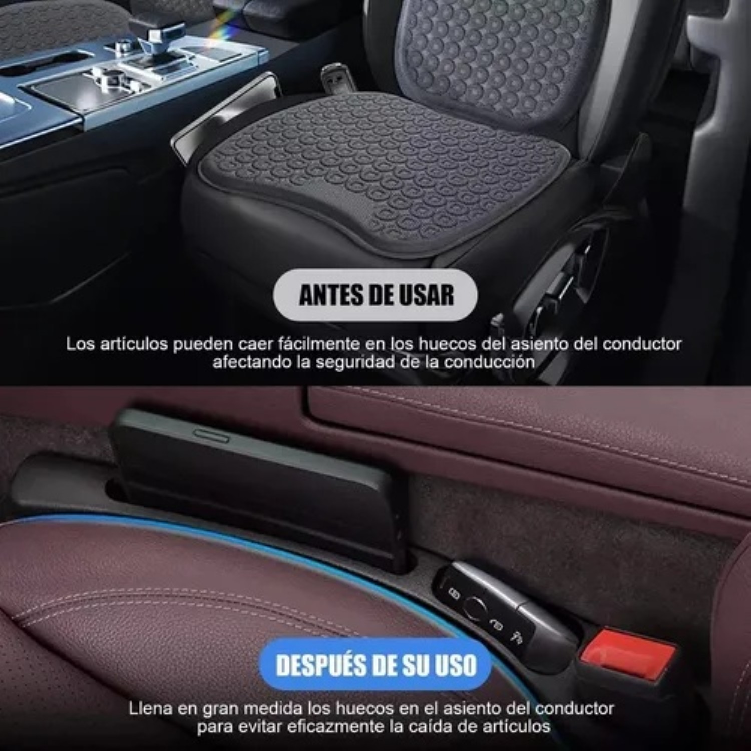 Organizador De Relleno Para Huecos De Asiento De Coche, 2pcs Negro image number null