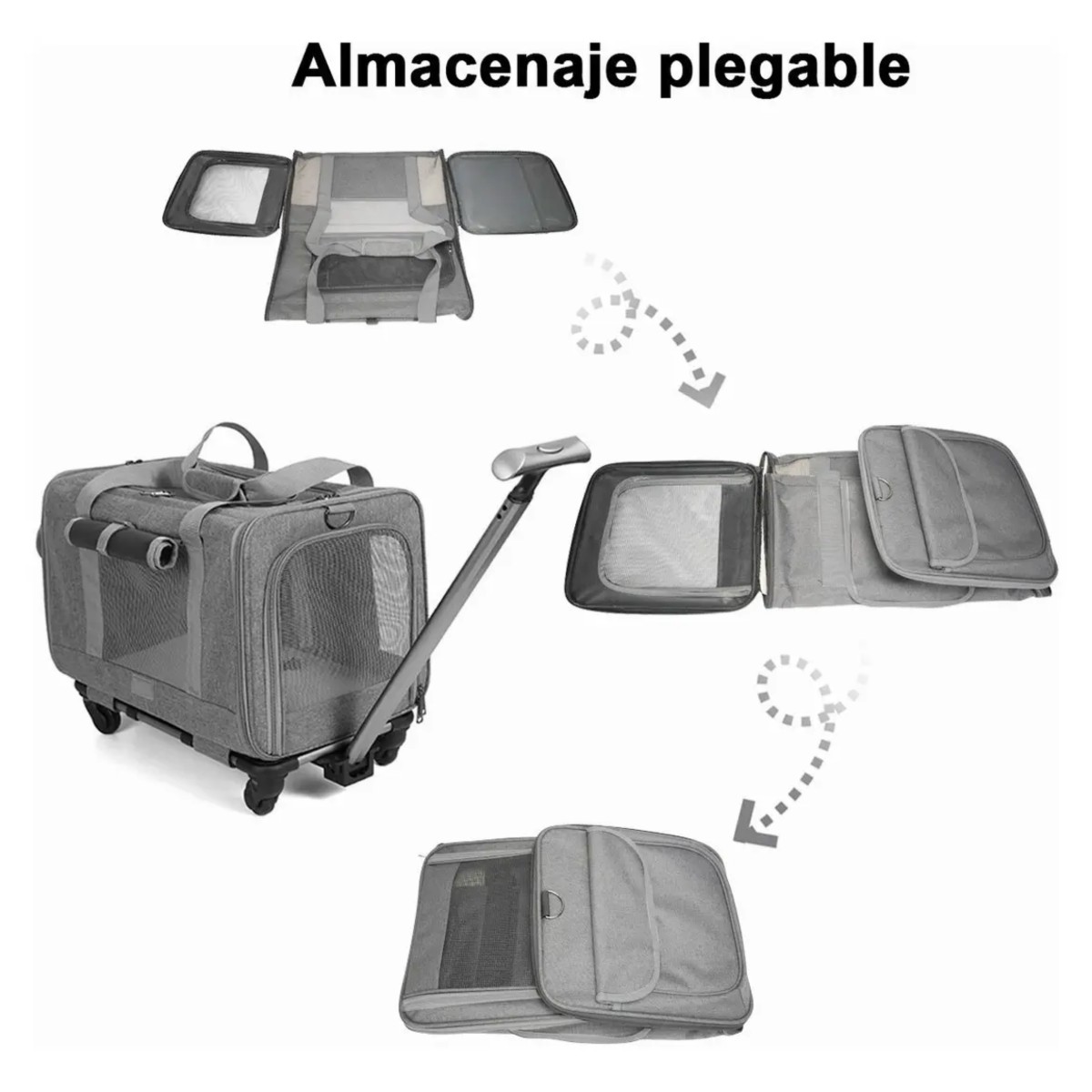 Transportador Para Perros Gato Mochila Con Ruedas Gris Claro image number null