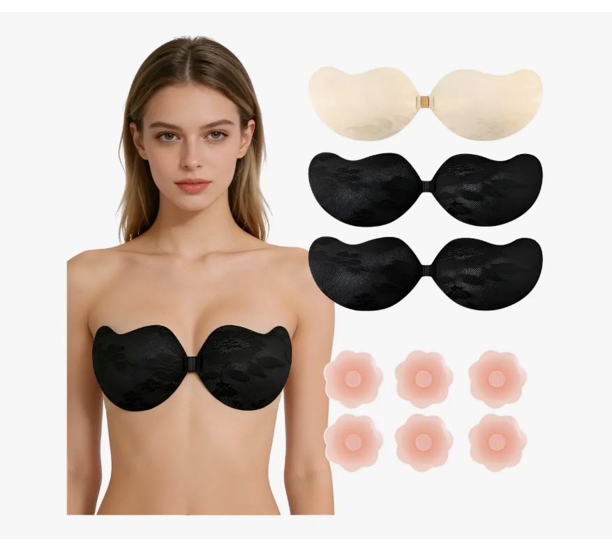 3pcs Ropa Interior Mujer Brasier Strapless Push Up Invisible image number null