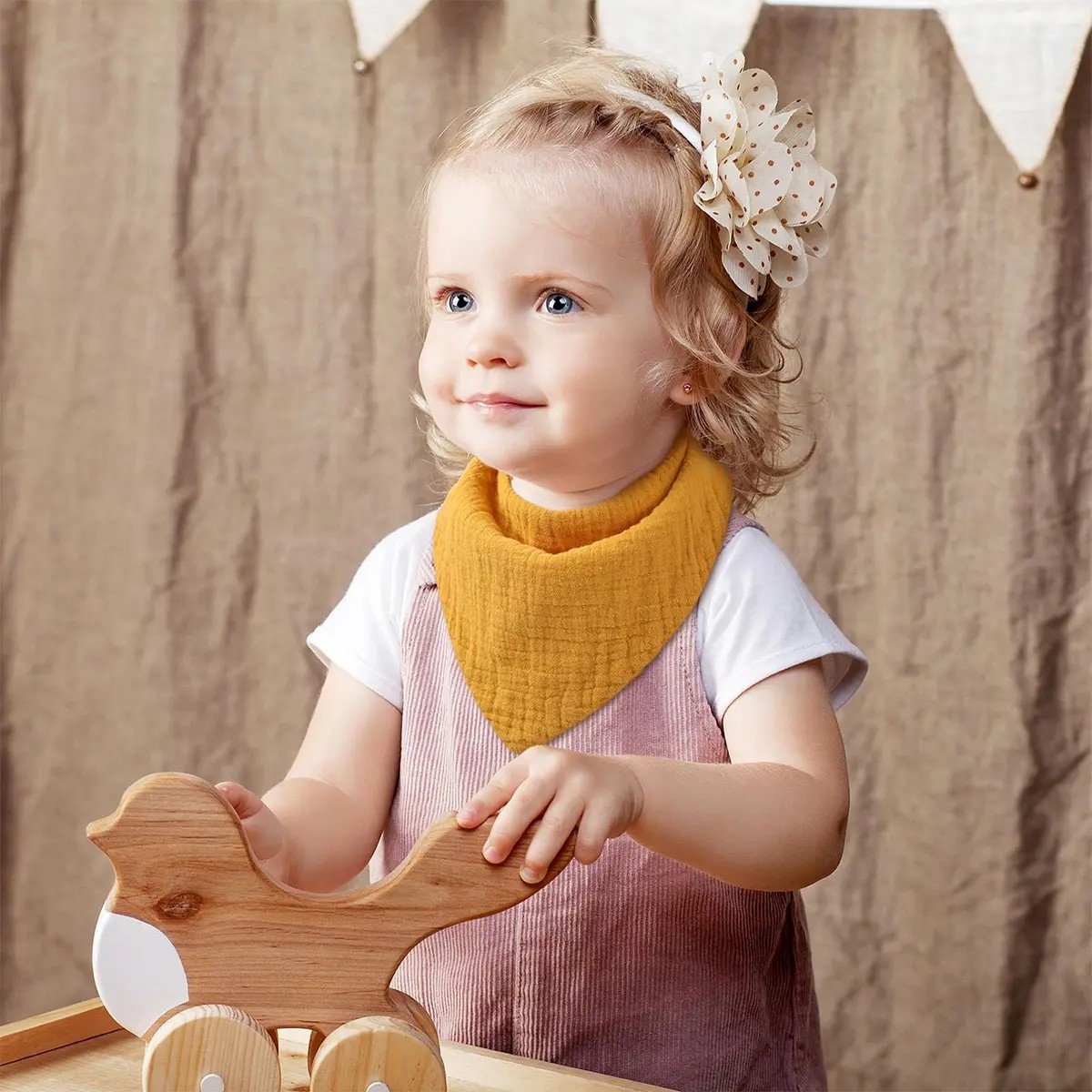 "10 Pack Baberos Bebe Bandana Absorbentes Y Suaves, Ni&ntilde;as " image number null
