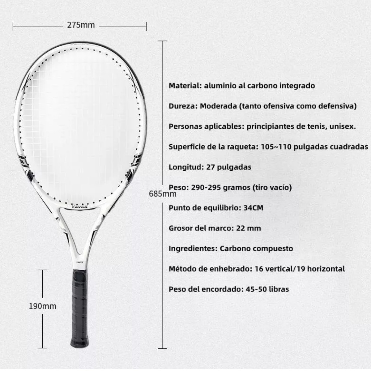 Raqueta Tenis Para Adulto Principiante De Carbono Compuesto image number null