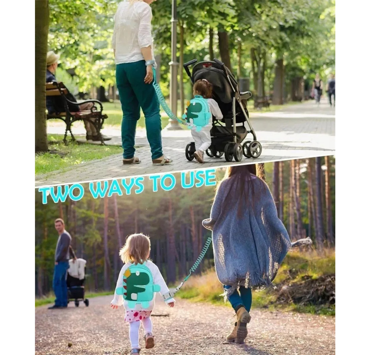 Mochila De Seguridad Para Ni&ntilde;os+cuerda Antip&eacute;rdida Verde image number null