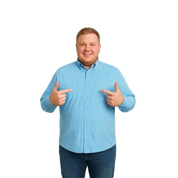 Camisa Big Kong USA Hombre Rayas Azul Turquesa Manga Larga Talla 3XL image number null
