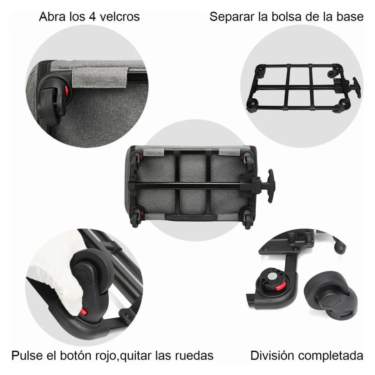 Transportador Para Perros Gato Mochila Con Ruedas Gris Claro image number null