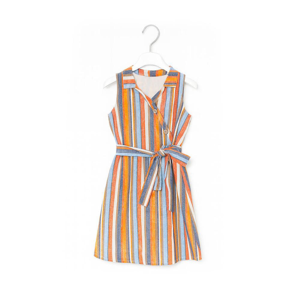 Vestido de ni&ntilde;a lino multicolor Roman Fashion /Kids, 35081 (Rayas multicolor) image number null