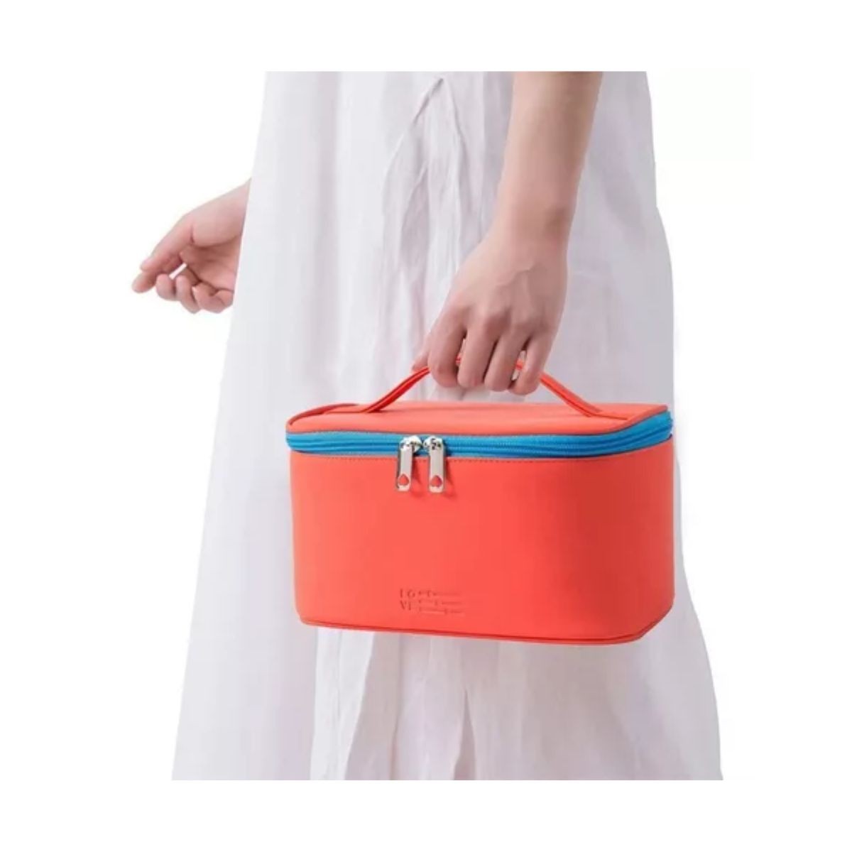 Bolsa De Maquillaje Cosm&eacute;ticos Viaje Organizador Impermeable Rojo image number null