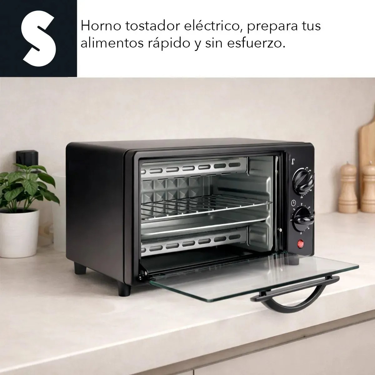 Horno Tostador El&eacute;ctrico De Mesa 7lt 110v Acero Inoxidable Multifuncional Negro image number null