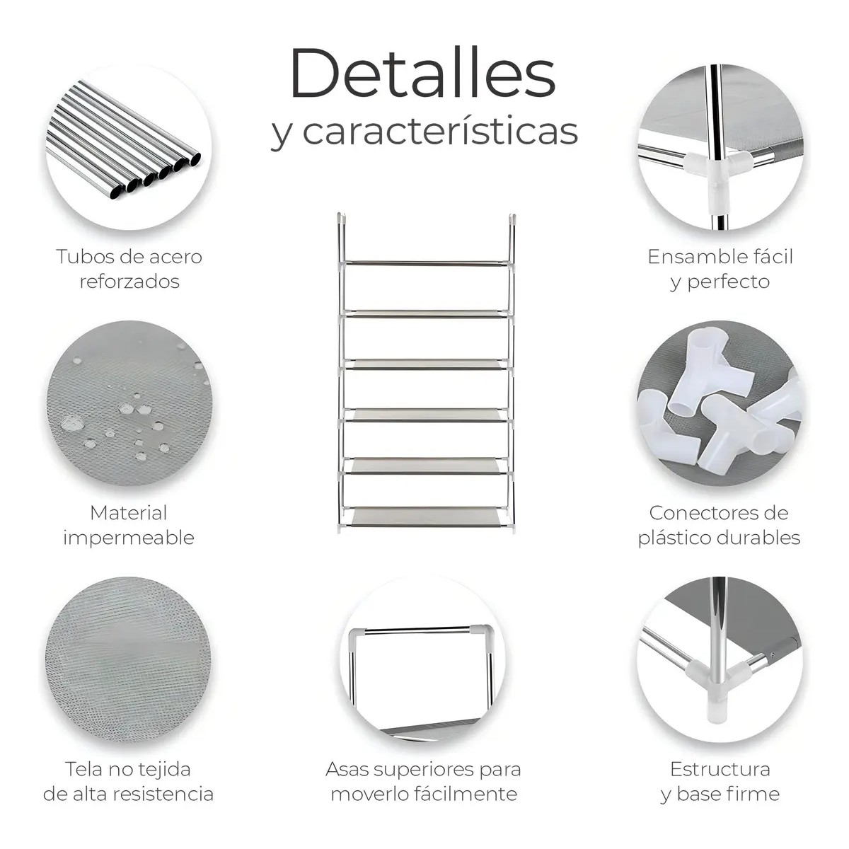 Zapatera Organizador De Acero Inoxidable Capacidad 18 Pares De Zapatos 6 Niveles plata image number null