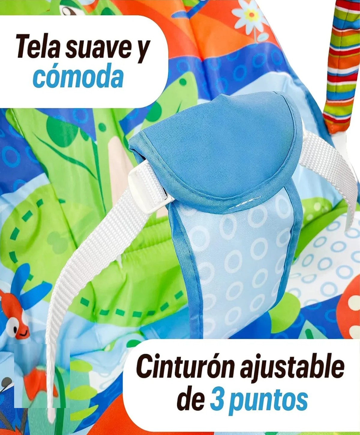 Raganet cartoon deluxe silla vibradora mecedora de bebe musical con juegos azul image number null