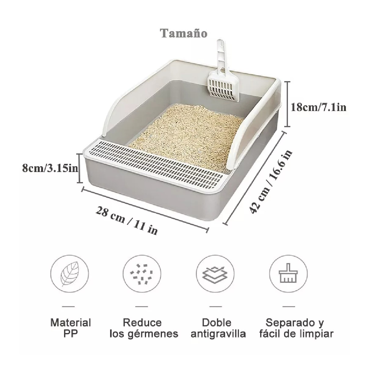 Caja De Arenero Para Mascotas Y Gato Con Recogedor De Areno image number null