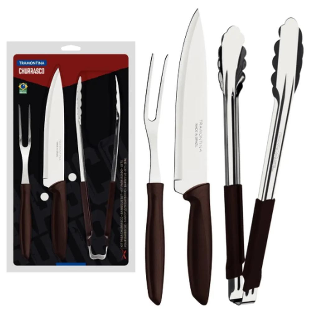 Juego Asado Tramontina 3pzs Acero Inox Negro image number null