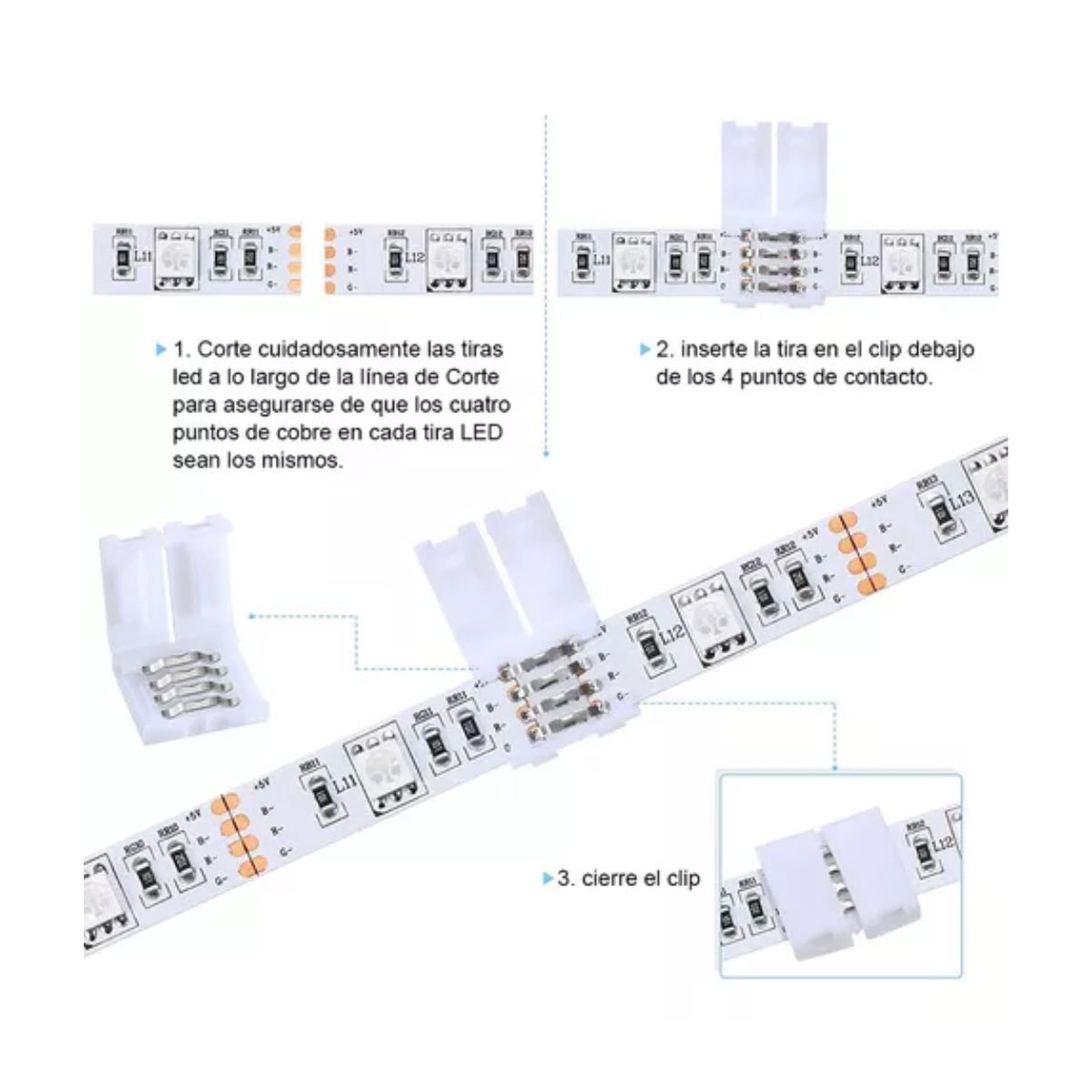 40 Pzs Conector L/t Broche Para Unir Tira Led Rgb 4 Pines image number null