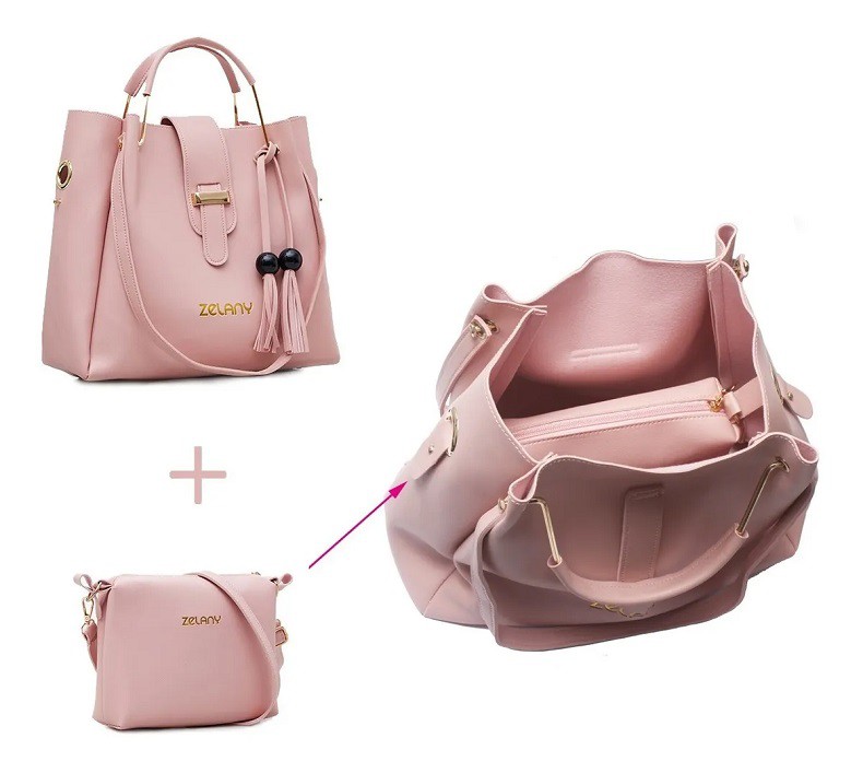 Set 3 Bolsas Bandolera Mujer Cosmetiquera Cartera Negra image number null