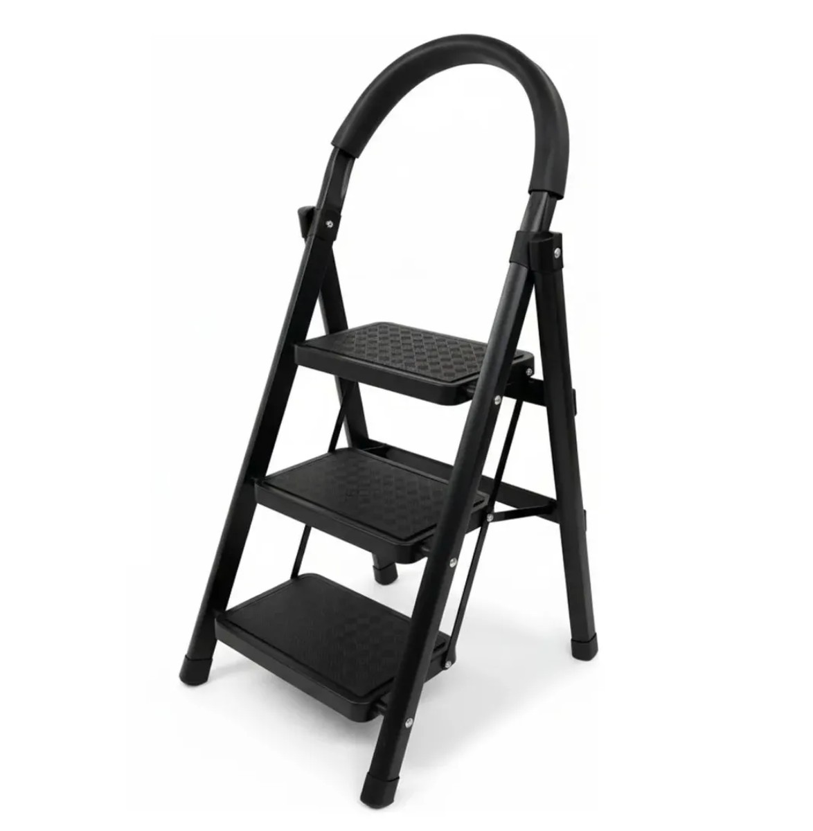 Escalera Acero Tijera Tubular 3 Pelda&ntilde;os Plegable Port&aacute;til Negro image number null