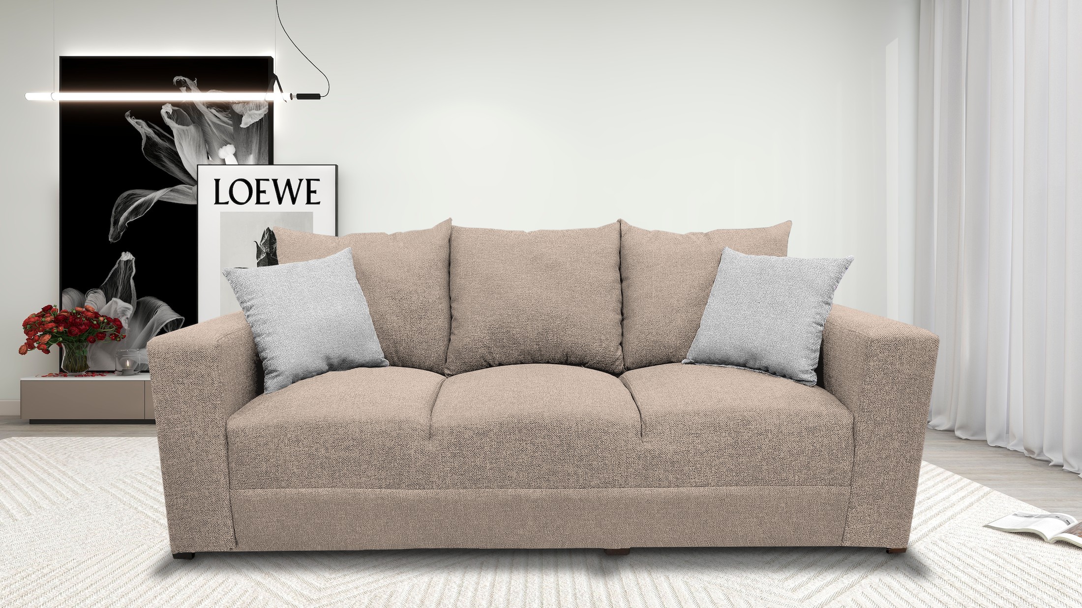 Sofa El Bazar Store Miami Lino Beige 3 plazas, Modular, Moderno, Sala image number null