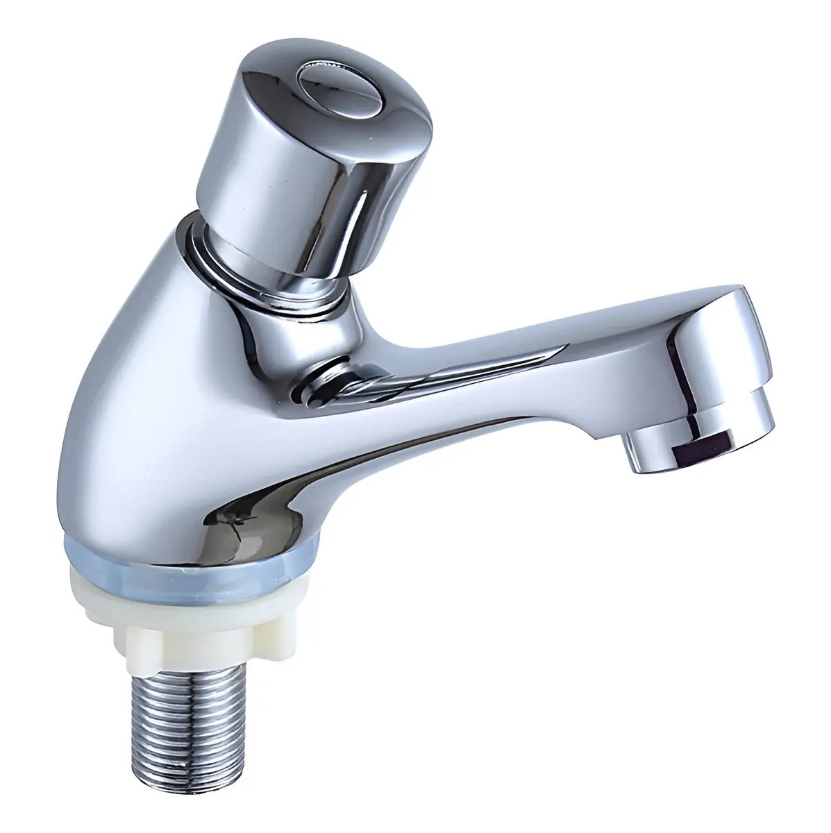 Mezcladora Monomando Para Lavabo Con Bot&oacute;n Push Llave Ba&ntilde;o Plata image number null