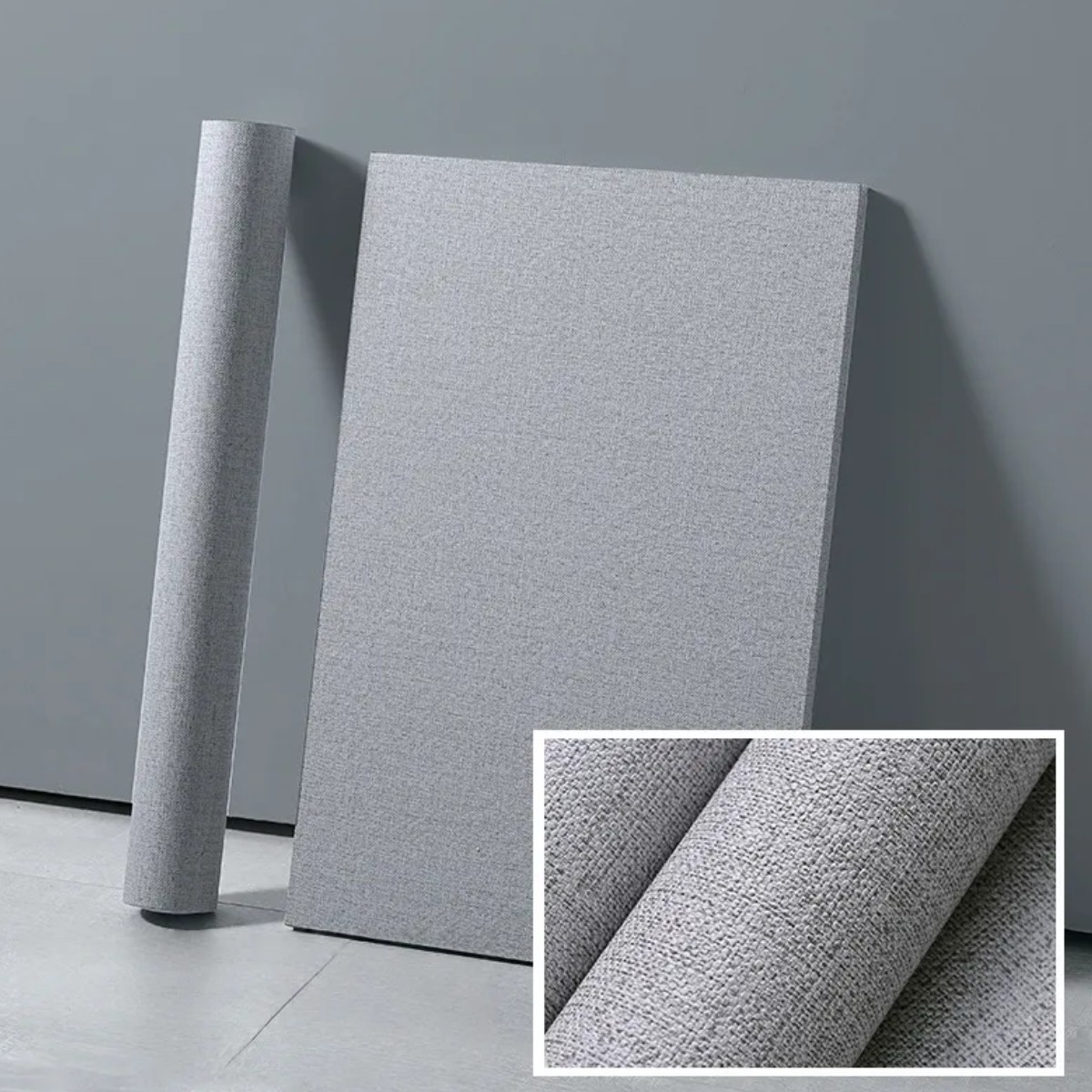 Papel Tapiz Para Pared Autoadherible Patr&oacute;n De Tela Gris 10m image number null