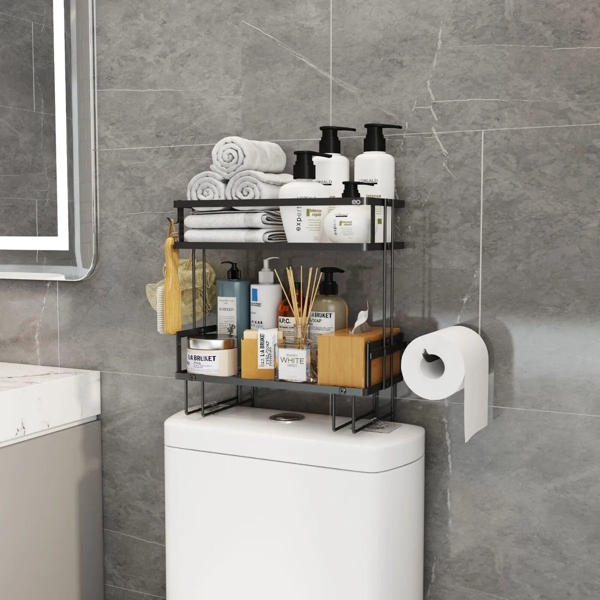 Estante De Organizadores Para Ba&ntilde;o Sobre El Inodoro 2 Niveles image number null