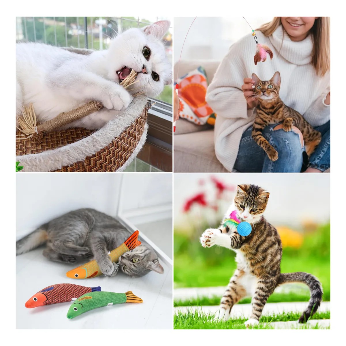 22 Juguetes Para Gato Cuerda El&aacute;stica Catnip Ratones Pelota Multicolor image number null