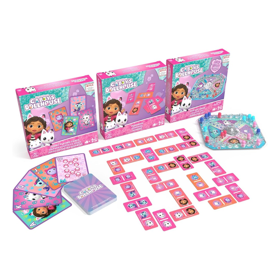 Gabby's Dollhouse Set de Juegos de Mesa - Cartas Jumbo, Domin&oacute; y Pop-Up image number null