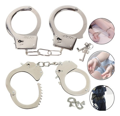 Esposas Policiales Tacticas Metal Doble Seguro Lo Mejor, 2 pcs Plata image number null