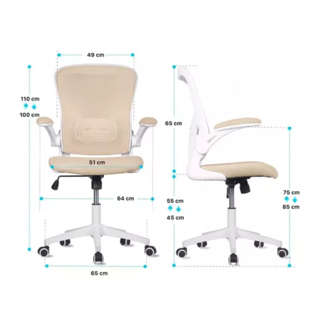 Silla Oficina Ejecutiva De Escritorio Ergon&oacute;mica Color Beige Champagne image number null