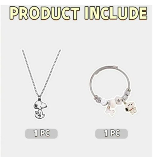 Collar Y Pulsera Con Colgante Ajustable De Snoopy image number null