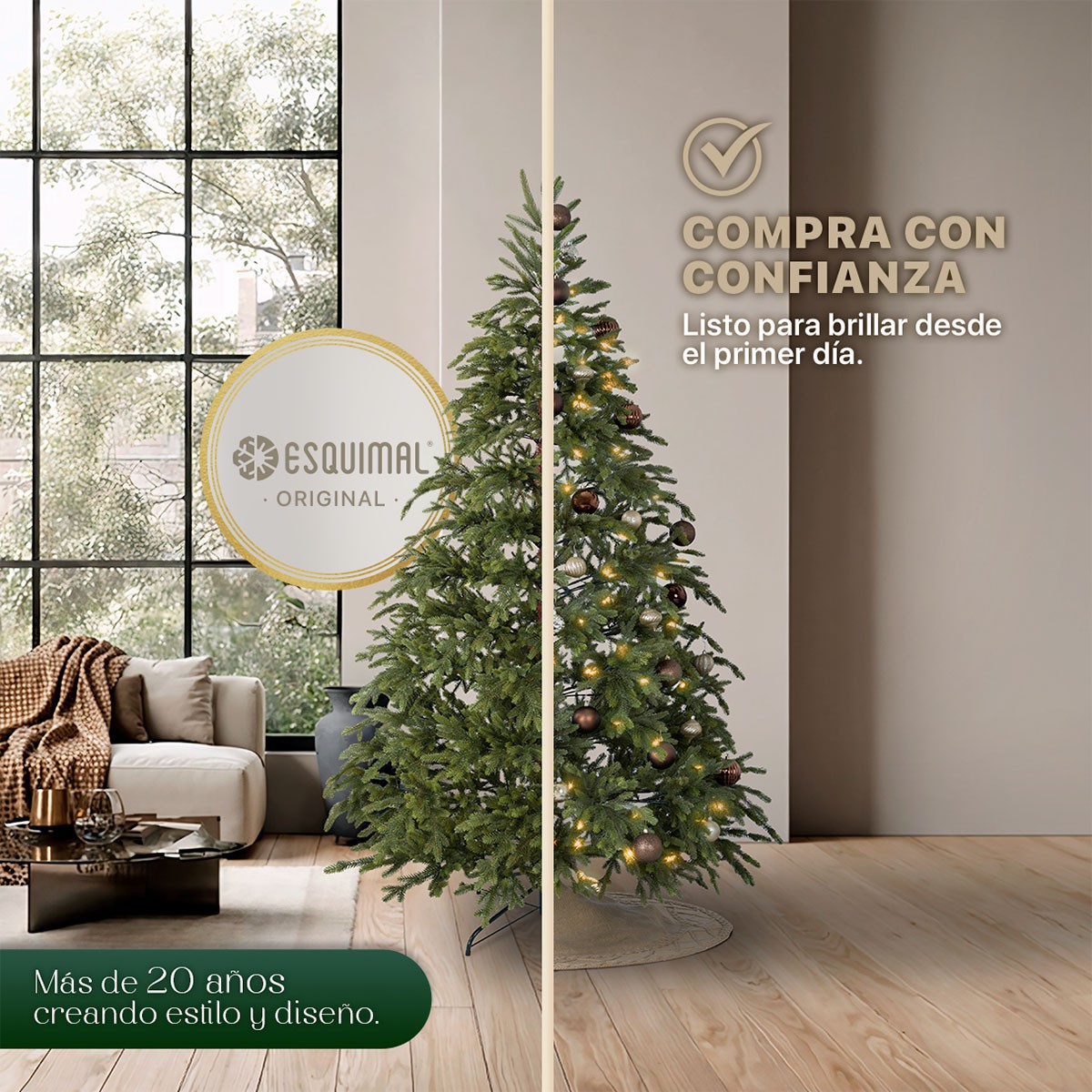 &Aacute;rbol de Navidad Artificial Realista, Pino Escandinavo 2.5m con 1600 Ramas Tridimensionales. (Verde) ESQUIMAL image number null