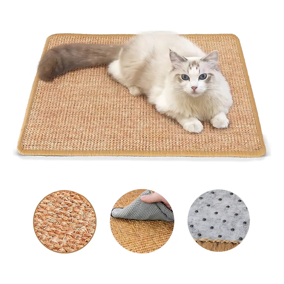 Tapate Rascador Para Gatos De Sisal 50x30cm Color Marr&oacute;n Claro image number null