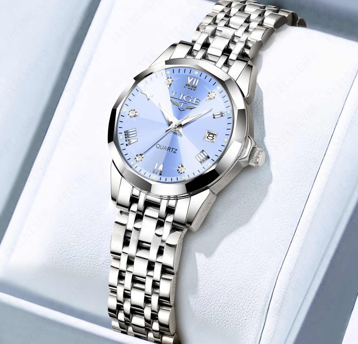 Reloj De Mujer Lige Con Collar En Caja De Regalo Elegante image number null