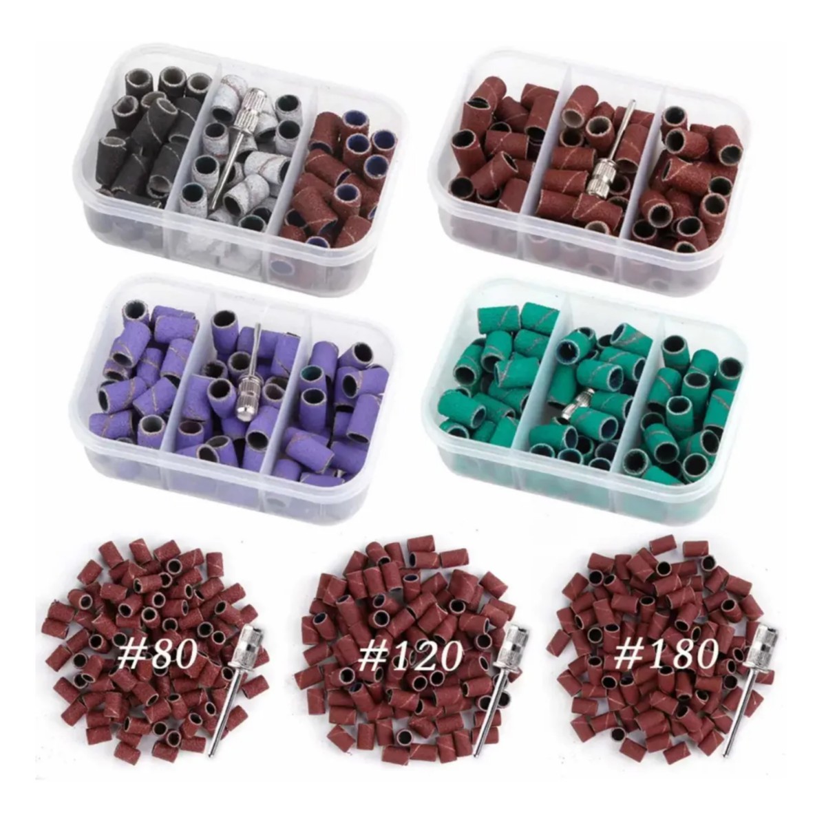 Set Barrilitos Para Driil Esmeril U&ntilde;as #80, #120, #180 Multicolor image number null