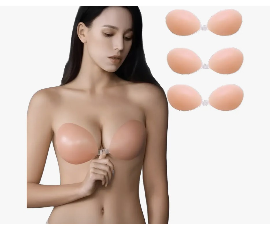 3pc Brasier Strapless Push Up Invisible Silicon Adherible talla: B image number null
