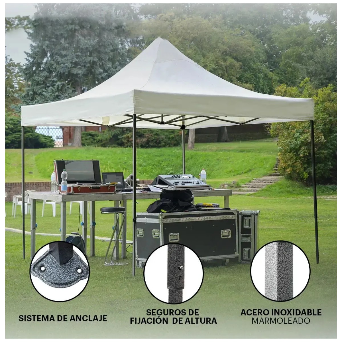 Carpa Toldo Plegable Reforzado 3x3 Impermeable Color Negro image number null