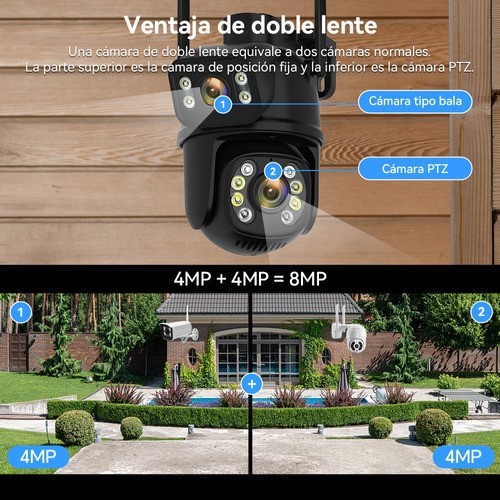 "C&aacute;mara De Seguridad Wifi Exteriores 8mp Con Tarjeta Sd 128gb negra " image number null