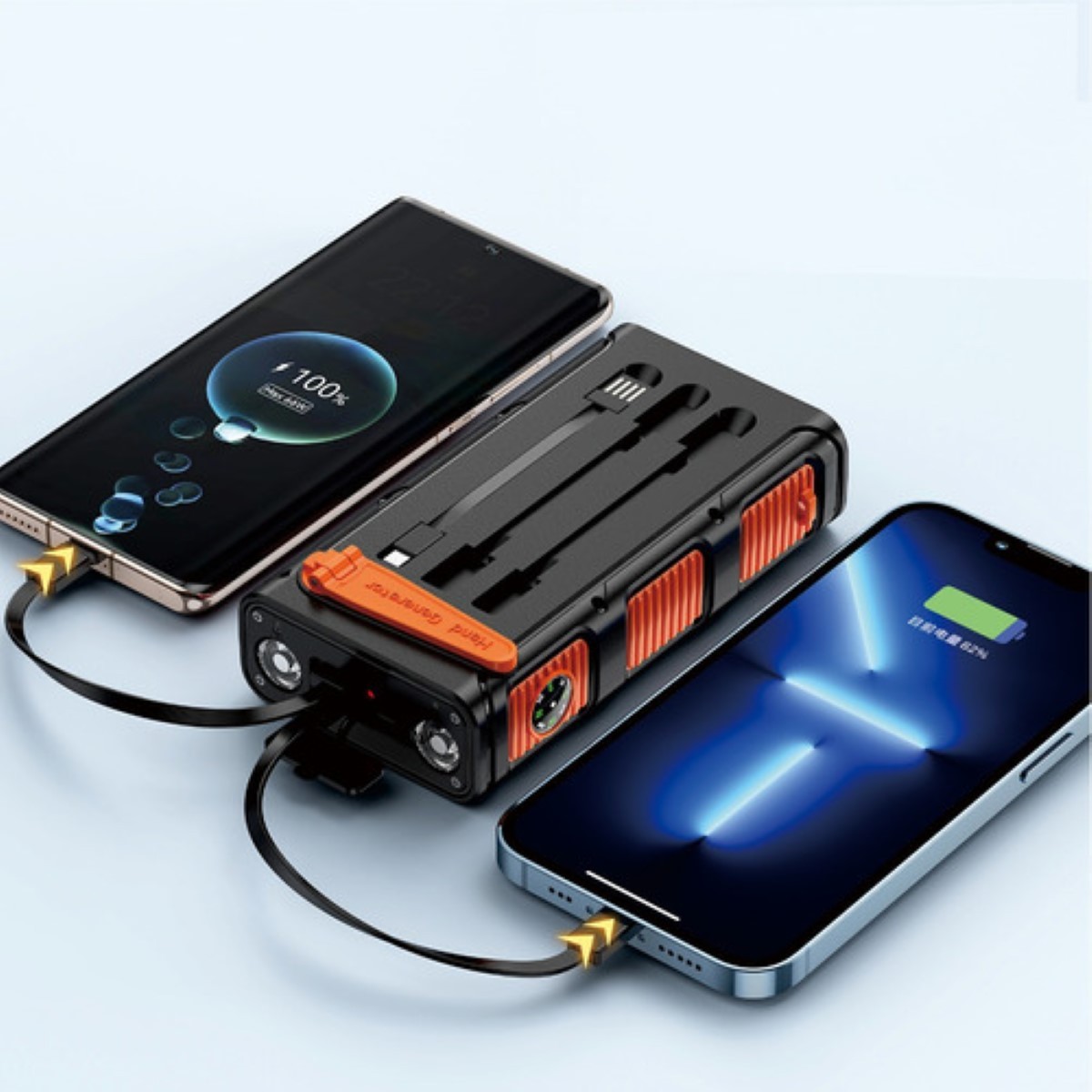 Cargador Solar Powerbank 36000mah Banco De Energ&iacute;a Solar NEGRO/NARANJA image number null