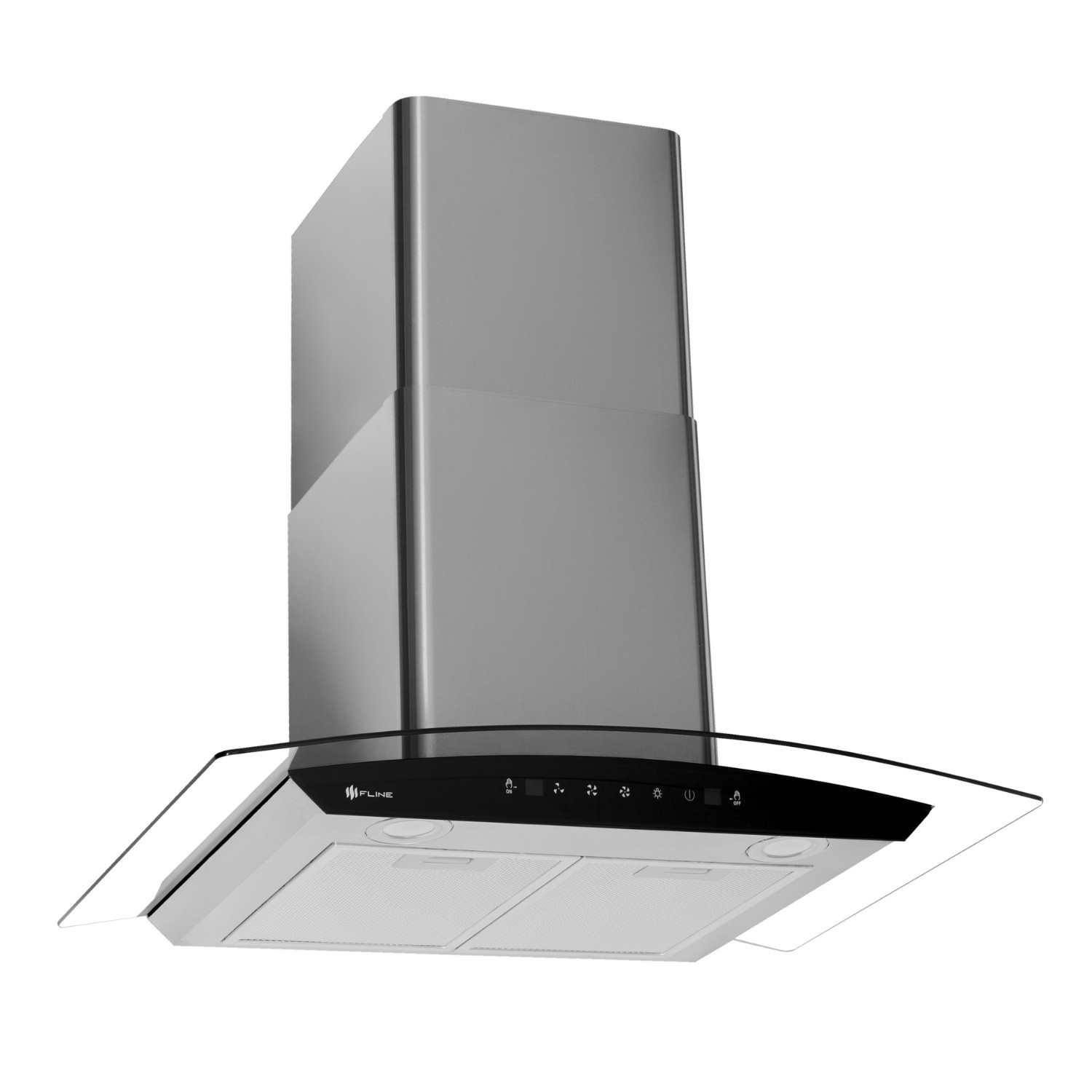 FLINE | Campana de cocina 76 cm | DE PARED | Controls Touch | extractora | cristal curvo y acero Inoxidable | 3 velocidades | Tromso 76 image number null