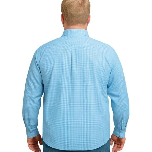 Camisa Big Kong USA Hombre Rayas Azul Turquesa Manga Larga Talla 3XL image number null
