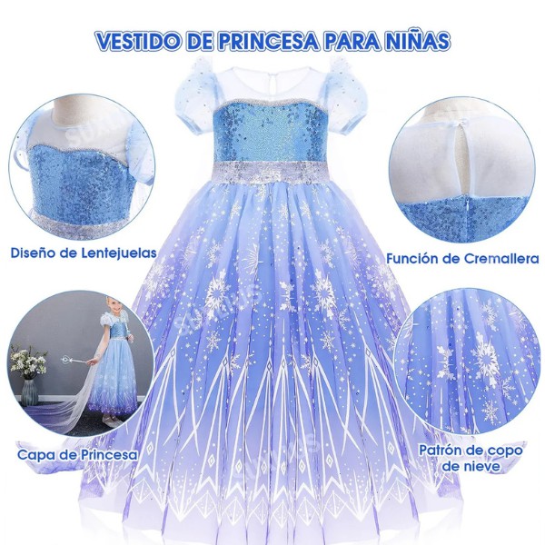 Vestido De Princesa De Elsa, Disfraz De Frozen 2 Dise&ntilde;o para Ni&ntilde;a, Ropa De Halloween, Fiesta o Cosplay, Cumplea&ntilde;os image number null