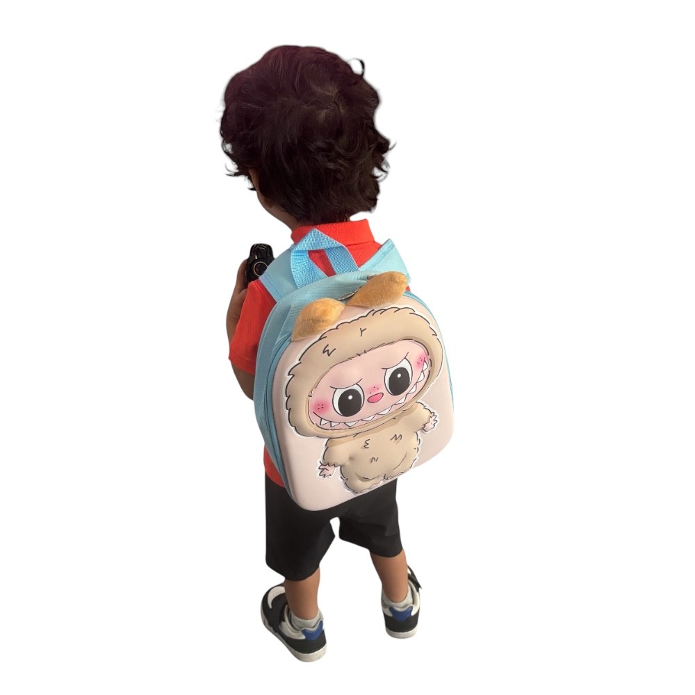 Mochila escolar infantil color azul con beige de Labubu image number null