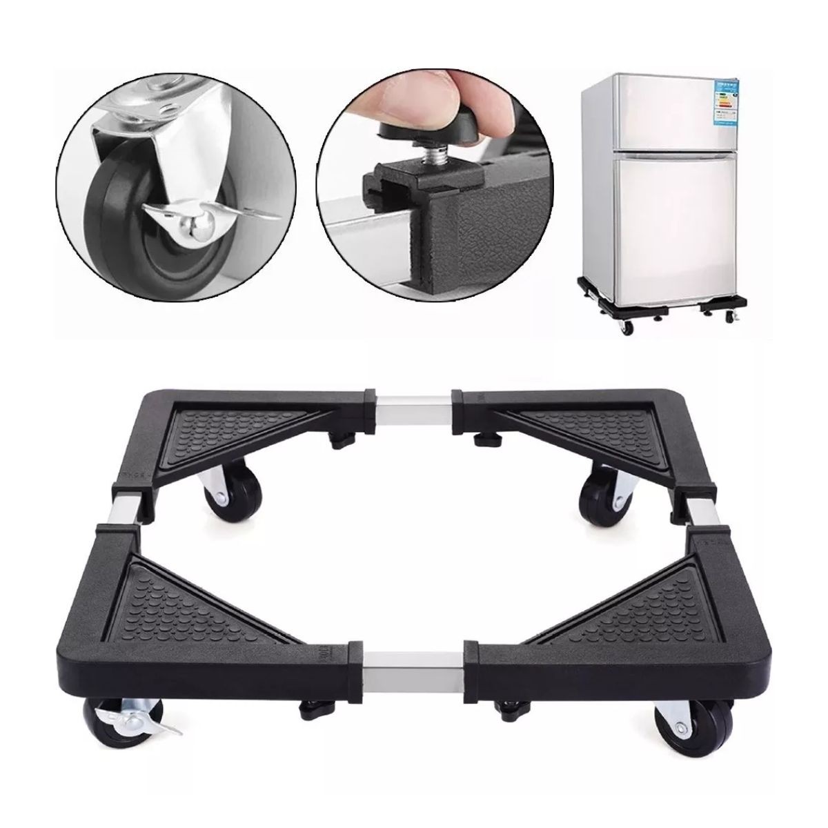 Base Soporte Movil Ajustable Refrigerador Lavadora Mueble Negro image number null