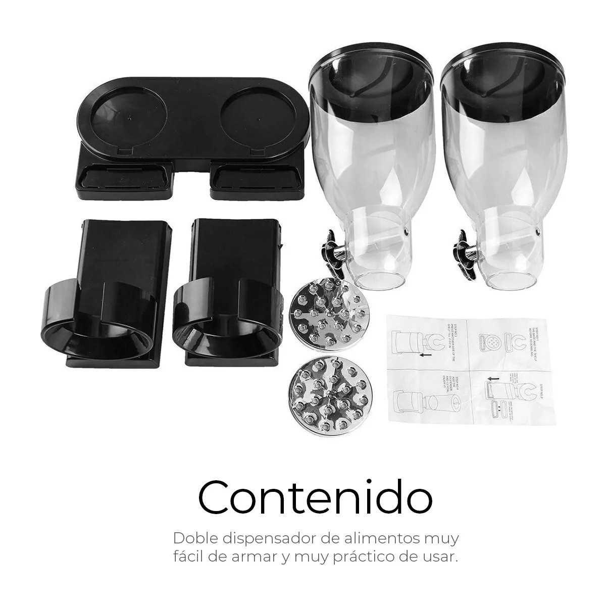 Dispensador De Cereal Despachador Doble Alimentos Y Semillas Color Negro image number null