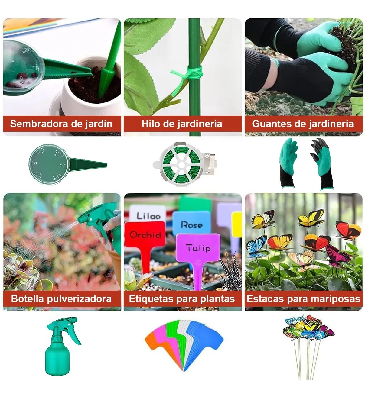Kit De Jardineria Herramientas Malubero Juego Jardin Plantar 82pcs image number null