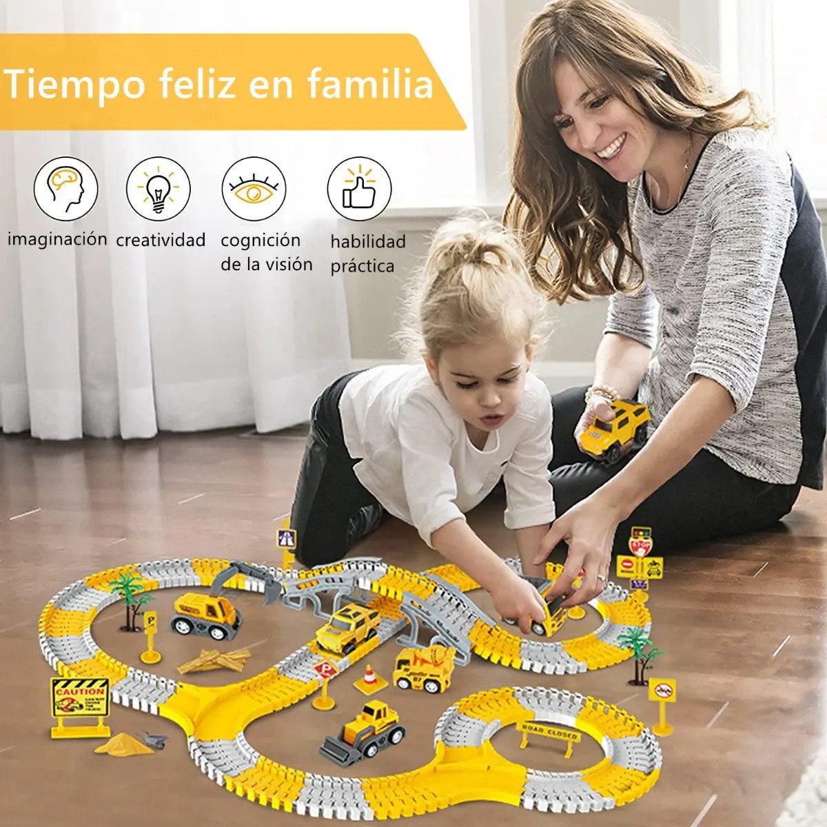 Juego Flexible De Pistas Carros 252pz AMARILLO GRIS image number null