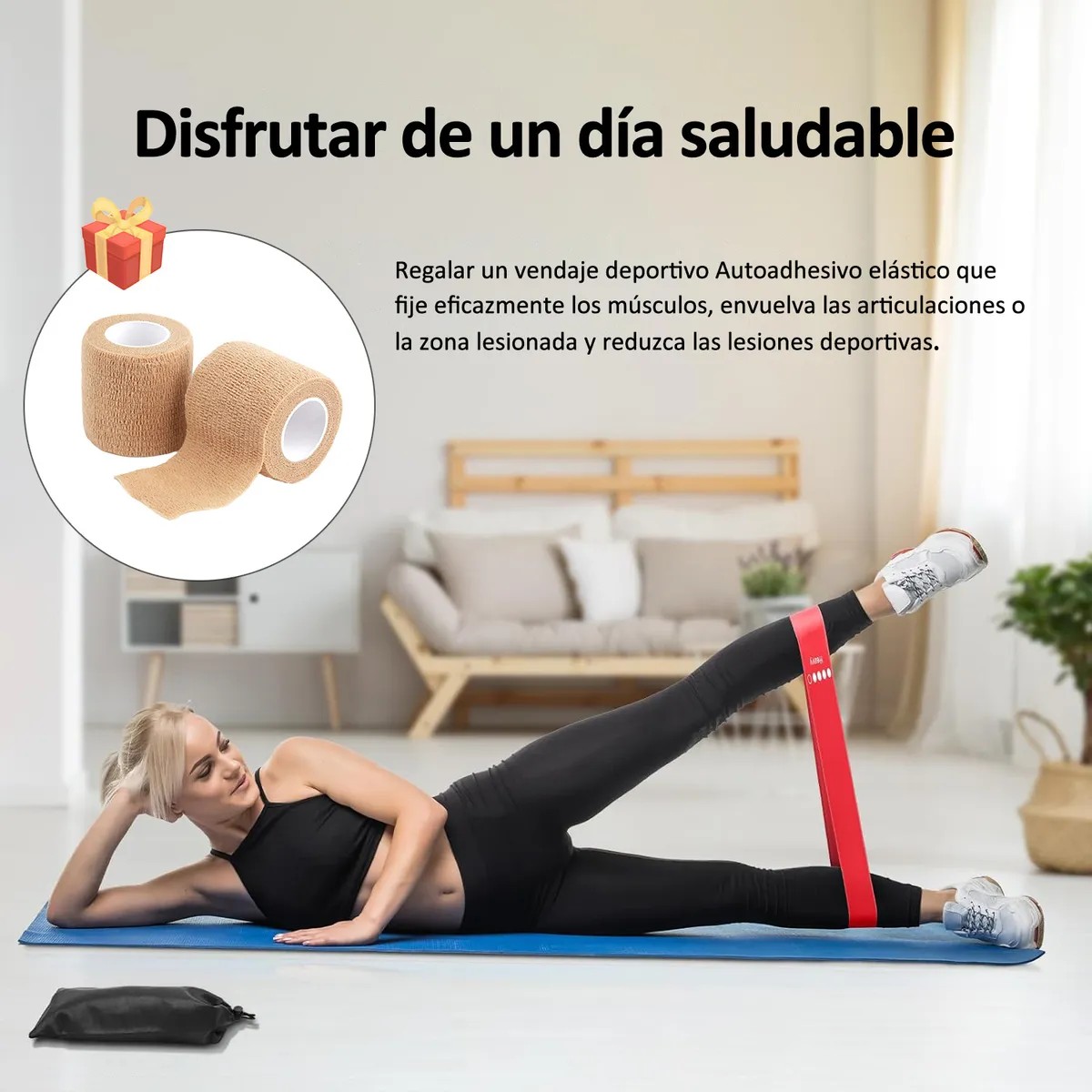 Set 12 Pzs Bandas Ligas De Resistencia Piernas + 2 Rollos Vendas image number null