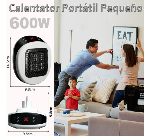 Calefactor El&eacute;ctrico De Aire Mini Color Negro image number null