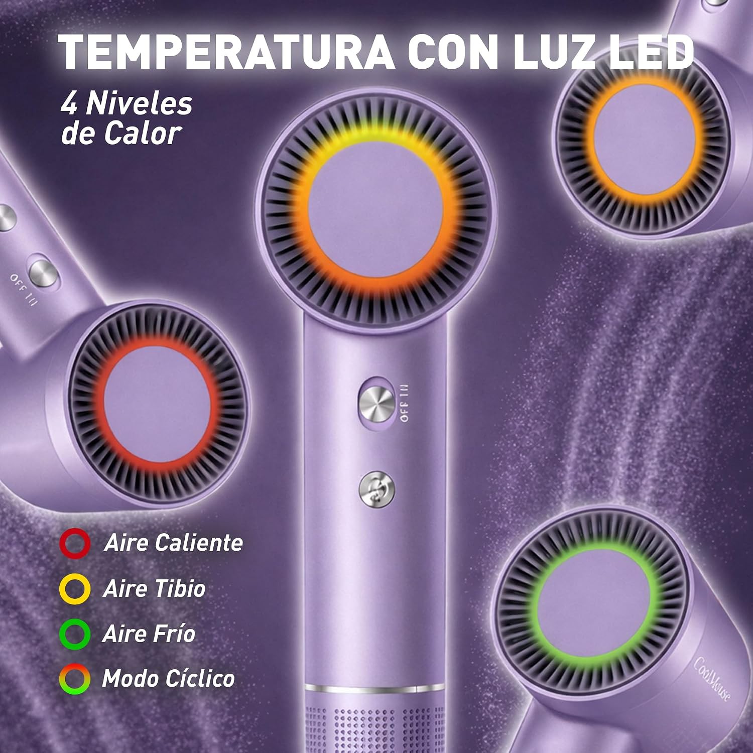 Secadora de Cabello 1500W con Tecnolog&iacute;a I&oacute;nica, 2 Velocidades y 4 Ajustes de Calor, Lavanda, Bluelander image number null