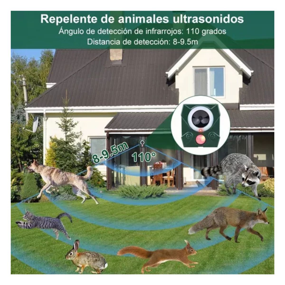 Repelente Ultras&oacute;nico Animal Solar Sensor De Movimiento Luz image number null